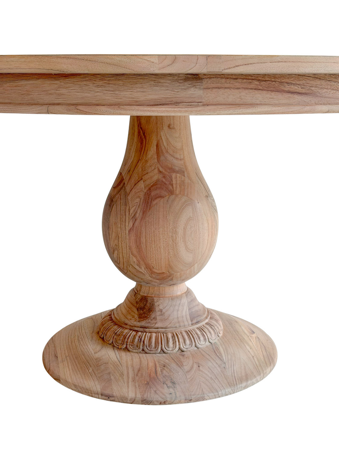 Charlotte Pedestal Dining Table | 48" Round Solid Wood, Natural Light Oak, Seats 4