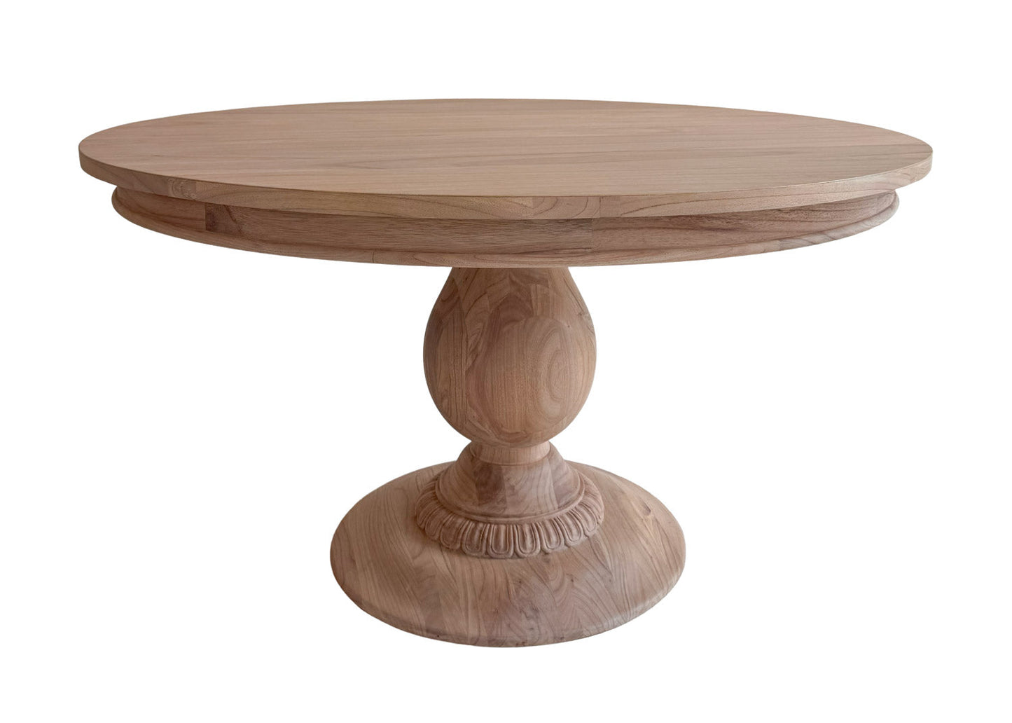Charlotte Pedestal Dining Table | 48" Round Solid Wood, Natural Light Oak, Seats 4