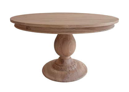 Charlotte Pedestal Dining Table | 48" Round Solid Wood, Natural Light Oak, Seats 4