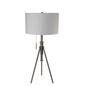 Adjustable Tripod Table Lamp – Brushed Nickel, Fabric Shade & Pull Chain | Converts to Floor Lamp (32–37"H)