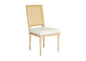 Bienville Cane Back Dining Chair | Hand-Carved Louis XVI, Natural Oak & White Linen, Coastal Style