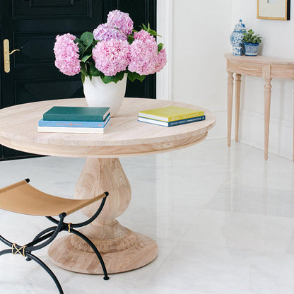 Charlotte Pedestal Dining Table | 48" Round Solid Wood, Natural Light Oak, Seats 4