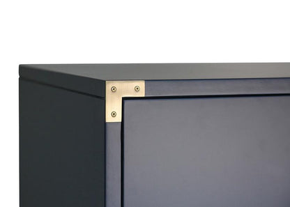 Carlyle Campaign Dresser | 3-Drawer Navy Blue, Brass Hardware, Soft-Close Glides
