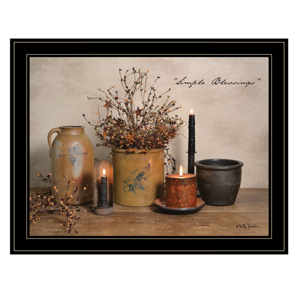 "Simple Blessings" Framed Wall Art by Billy Jacobs | Farmhouse Inspirational Print — Ready to Hang, Living Room & Bedroom Decor