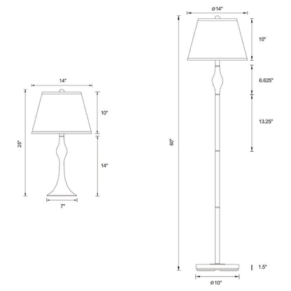 3-Piece Lamp Set – Brushed Nickel & Beige Faux Silk Empire Shades | Floor Lamp + 2 Table Lamps