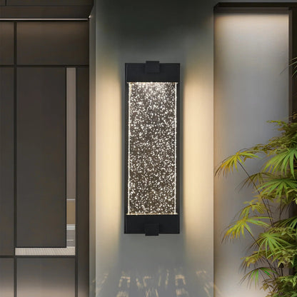 Outdoor LED Wall Sconce – Bubble Crystal Glass, 3000K Warm White & Black Aluminum | Up & Down Porch Light