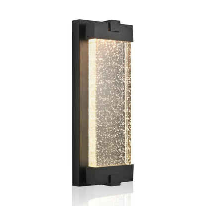 Outdoor LED Wall Sconce – Bubble Crystal Glass, 3000K Warm White & Black Aluminum | Up & Down Porch Light
