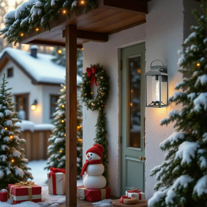 Outdoor Wall Sconce – Textured Black Die-Cast Aluminum, Clear Glass & E26 Socket | Weatherproof Porch Lantern