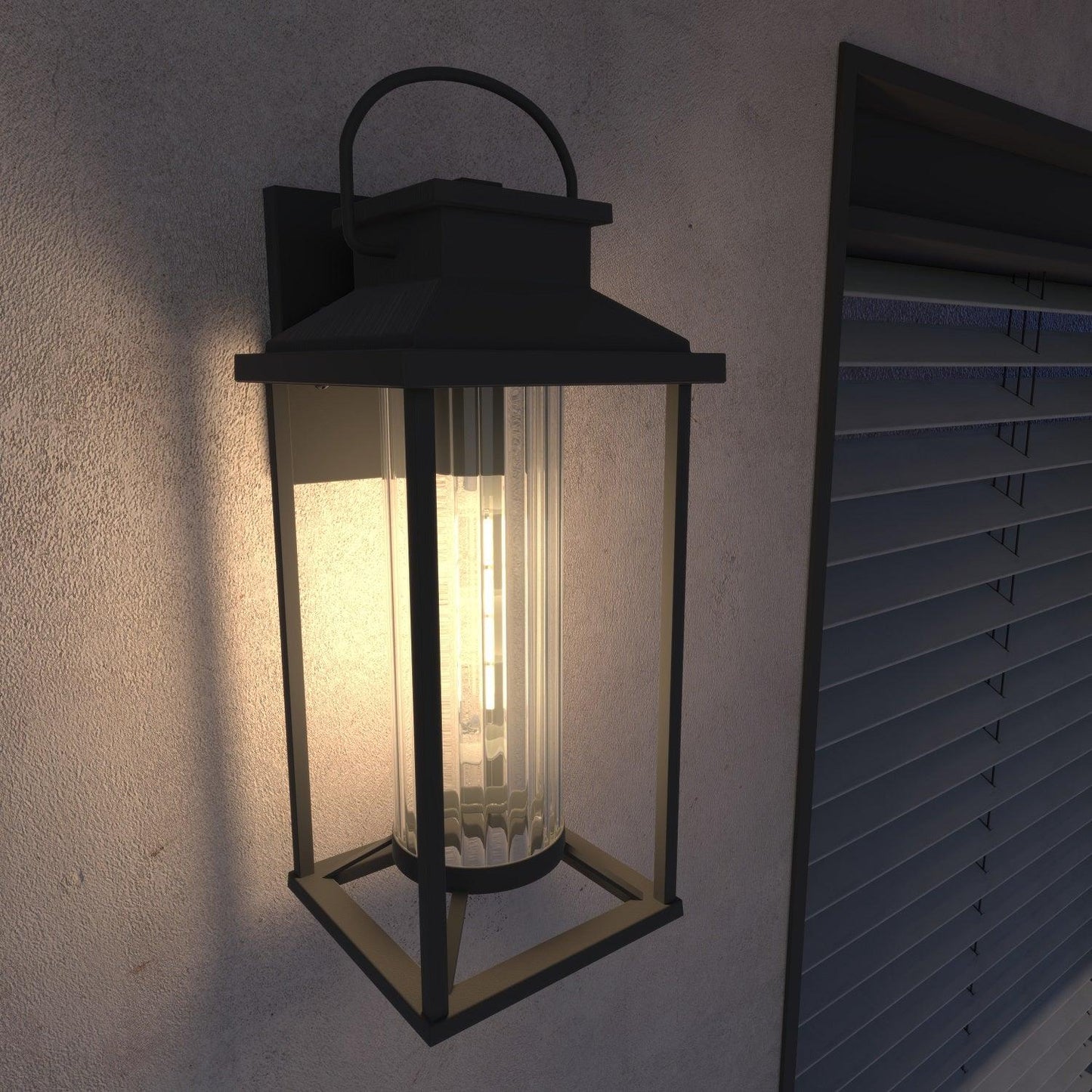 Outdoor Wall Sconce – Textured Black Die-Cast Aluminum, Clear Glass & E26 Socket | Weatherproof Porch Lantern