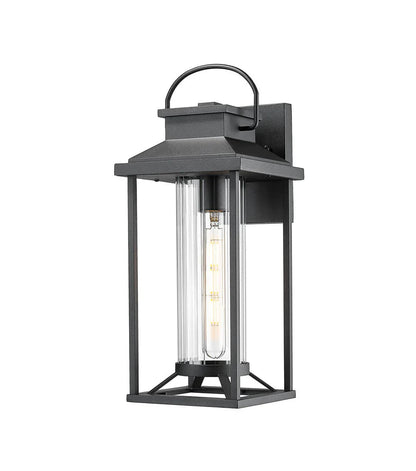 Outdoor Wall Sconce – Textured Black Die-Cast Aluminum, Clear Glass & E26 Socket | Weatherproof Porch Lantern