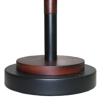 Umbrella Table Lamp – Black Metal Shade, Walnut Rubber Wood Base & E26 Socket | Modern Bedside & Desk Lamp