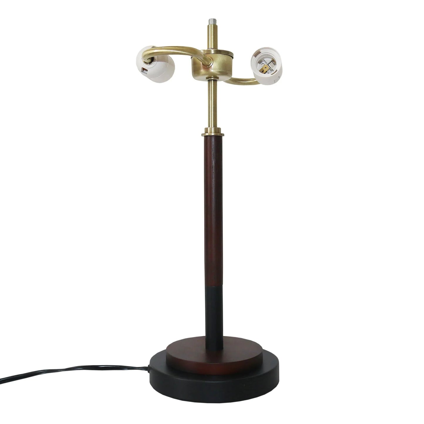 Umbrella Table Lamp – Black Metal Shade, Walnut Rubber Wood Base & E26 Socket | Modern Bedside & Desk Lamp