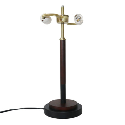 Umbrella Table Lamp – Black Metal Shade, Walnut Rubber Wood Base & E26 Socket | Modern Bedside & Desk Lamp