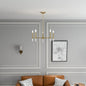 5-Light Golden Brass Candle Chandelier | 24"W Elegant Ceiling Fixture with Clear Glass Accents — Dining Room, Living Room & Entryway