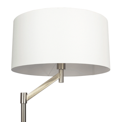 Floor Lamp – Brushed Nickel Finish, White Linen Shade & Rotary Switch | Modern Living Room & Bedroom