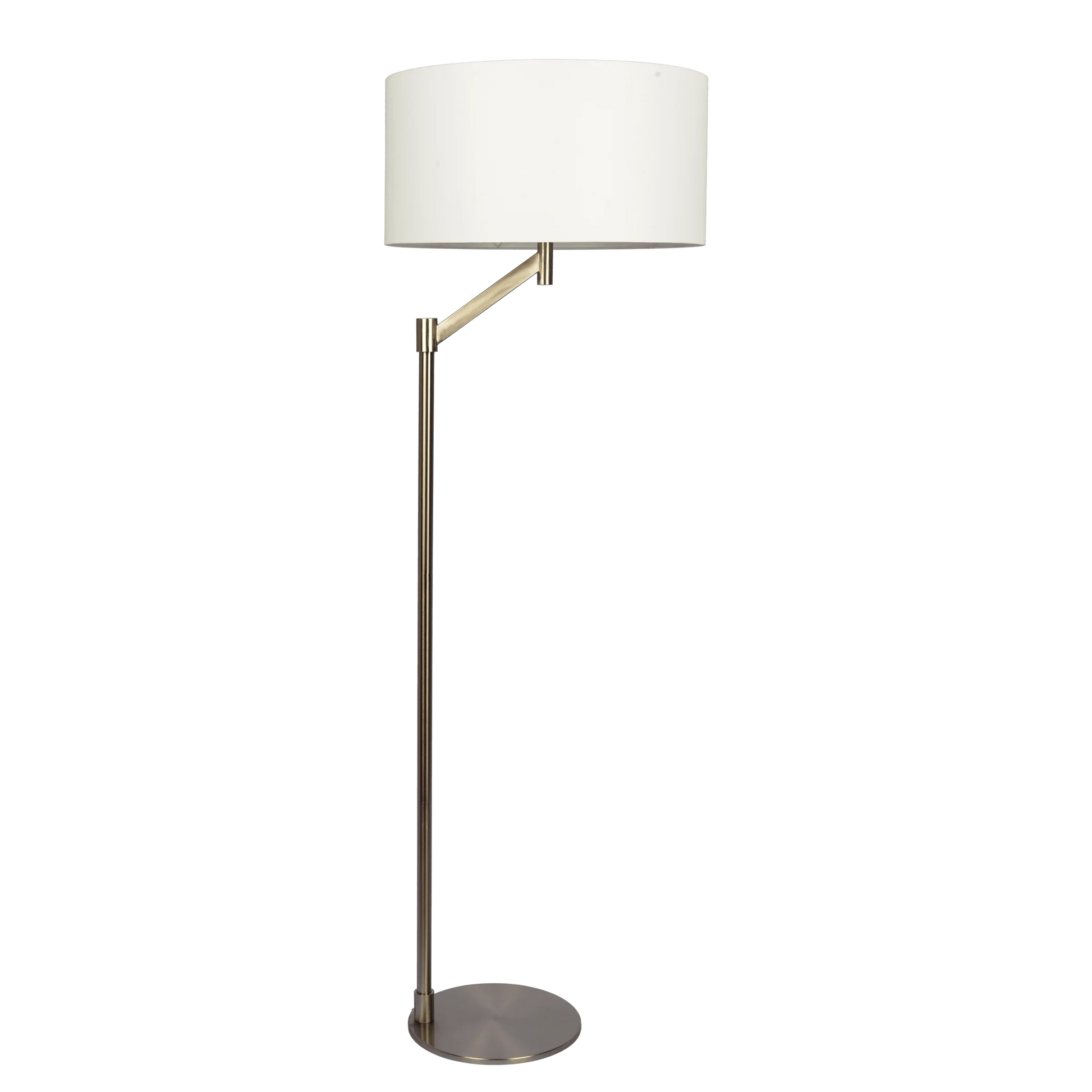 Floor Lamp – Brushed Nickel Finish, White Linen Shade & Rotary Switch | Modern Living Room & Bedroom