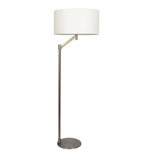 Floor Lamp – Brushed Nickel Finish, White Linen Shade & Rotary Switch | Modern Living Room & Bedroom