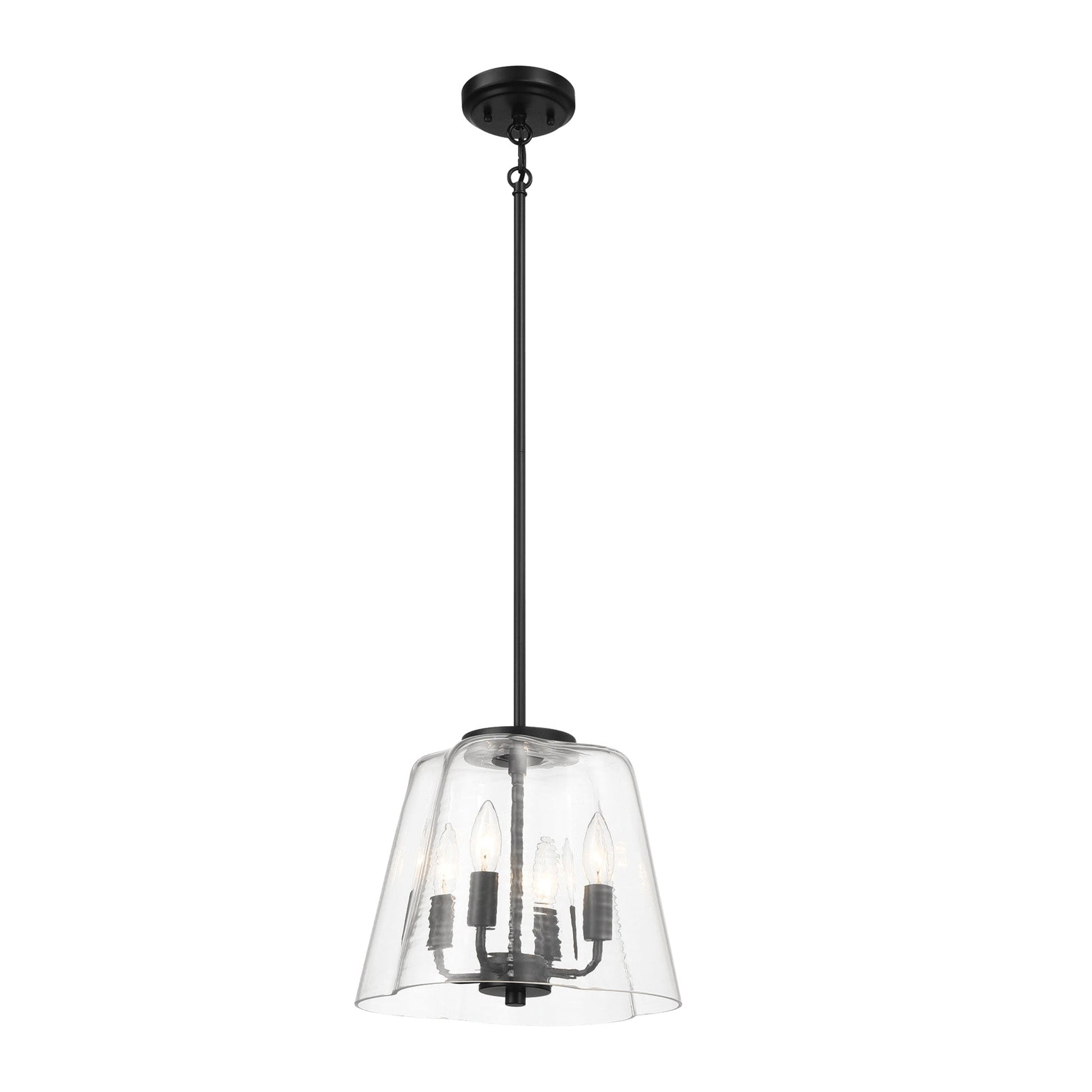 Candle Lights Pendant With Clear Glass Black Finish 4-light - okeli lights