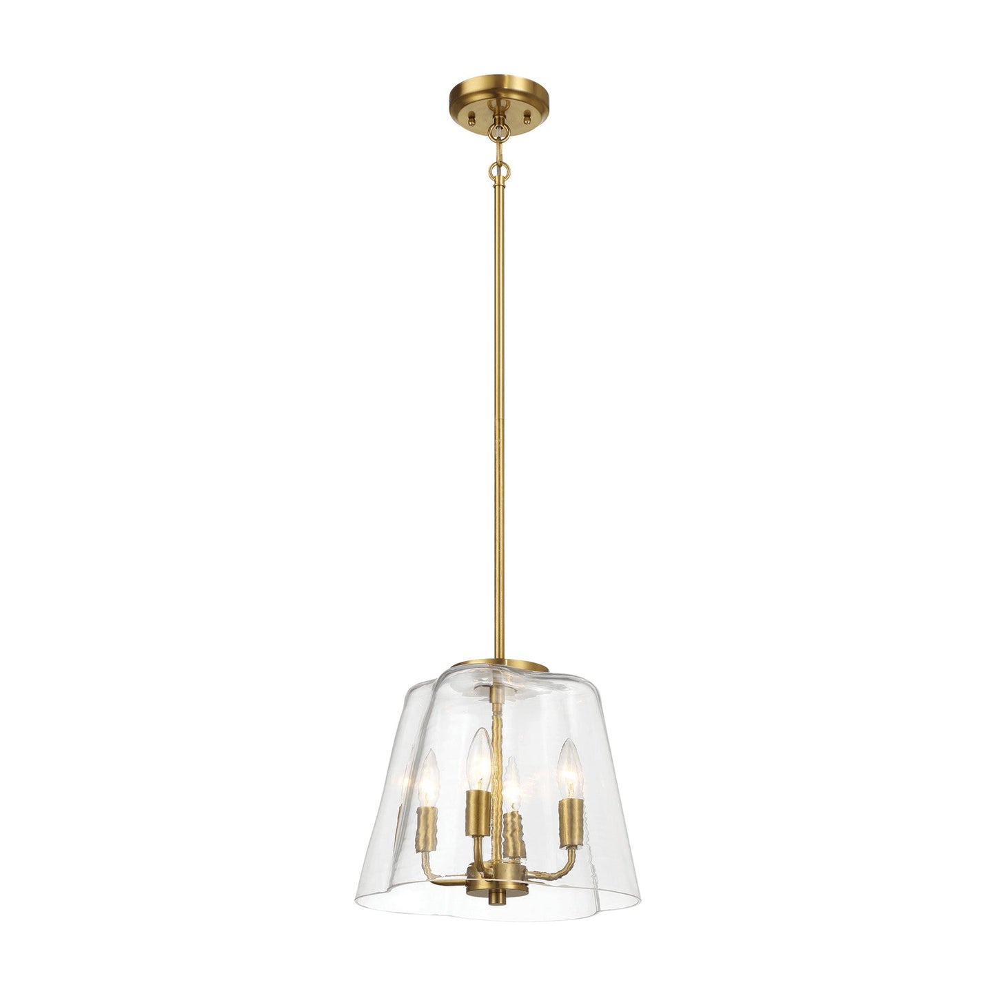 Candle Lights Pendant With Clear Glass Satin Brass 4-light - okeli lights