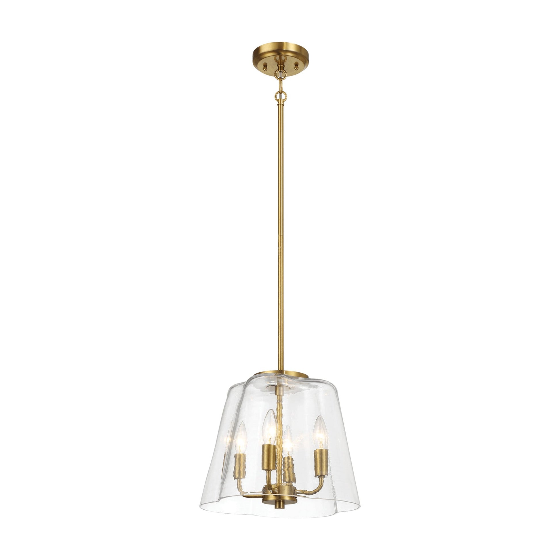 Candle Lights Pendant With Clear Glass Satin Brass 4-light - okeli lights