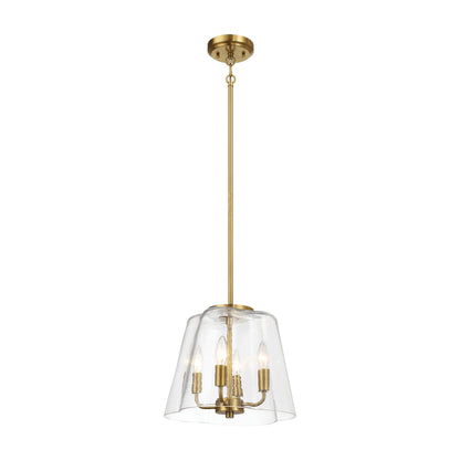 Candle Lights Pendant With Clear Glass Satin Brass 4-light - okeli lights