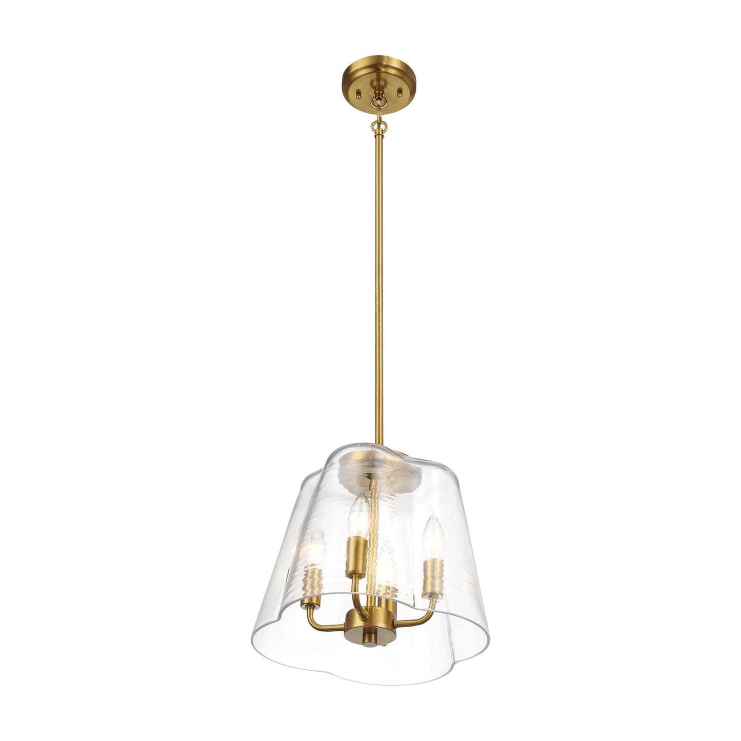Candle Lights Pendant With Clear Glass Satin Brass 4-light - okeli lights