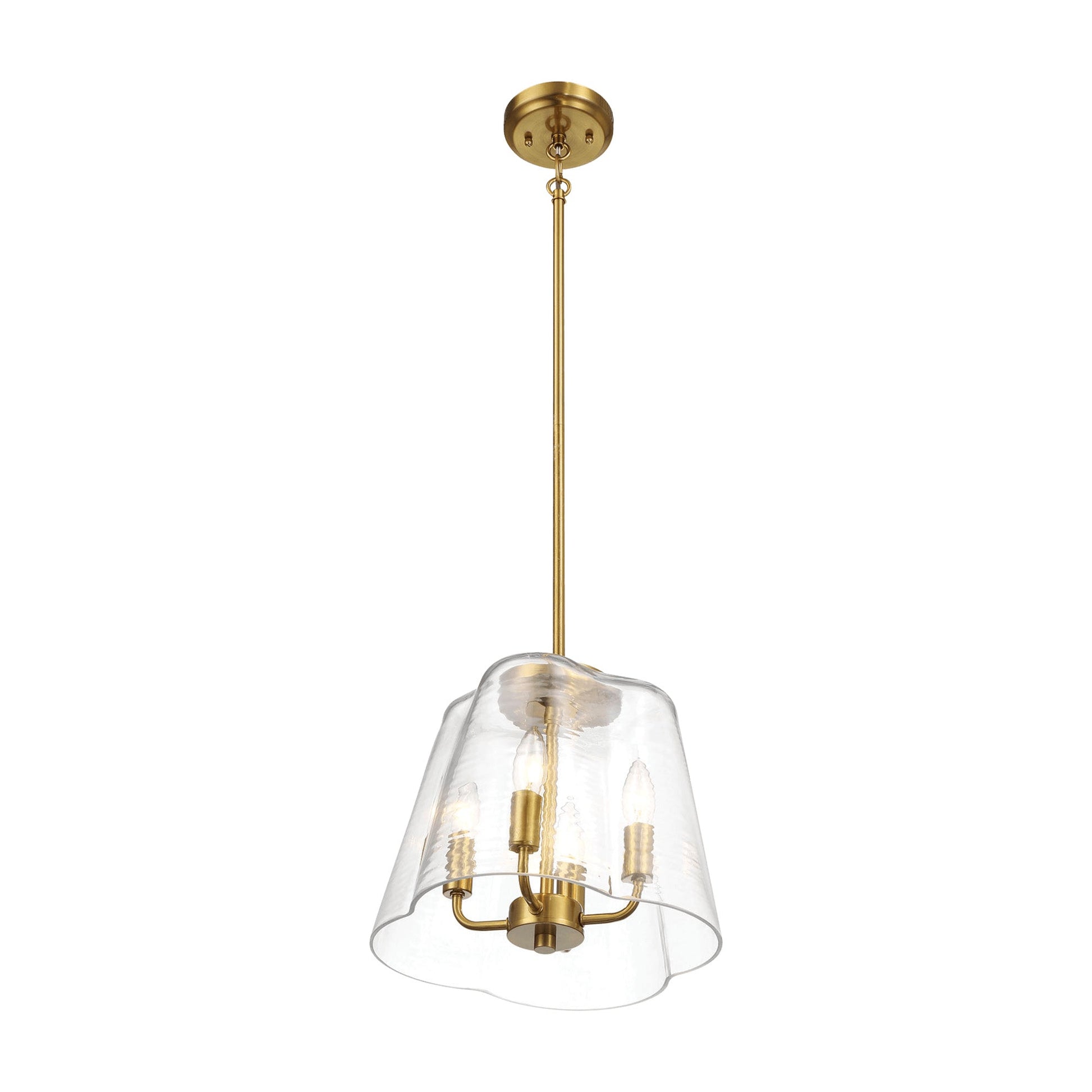 Candle Lights Pendant With Clear Glass Satin Brass 4-light - okeli lights