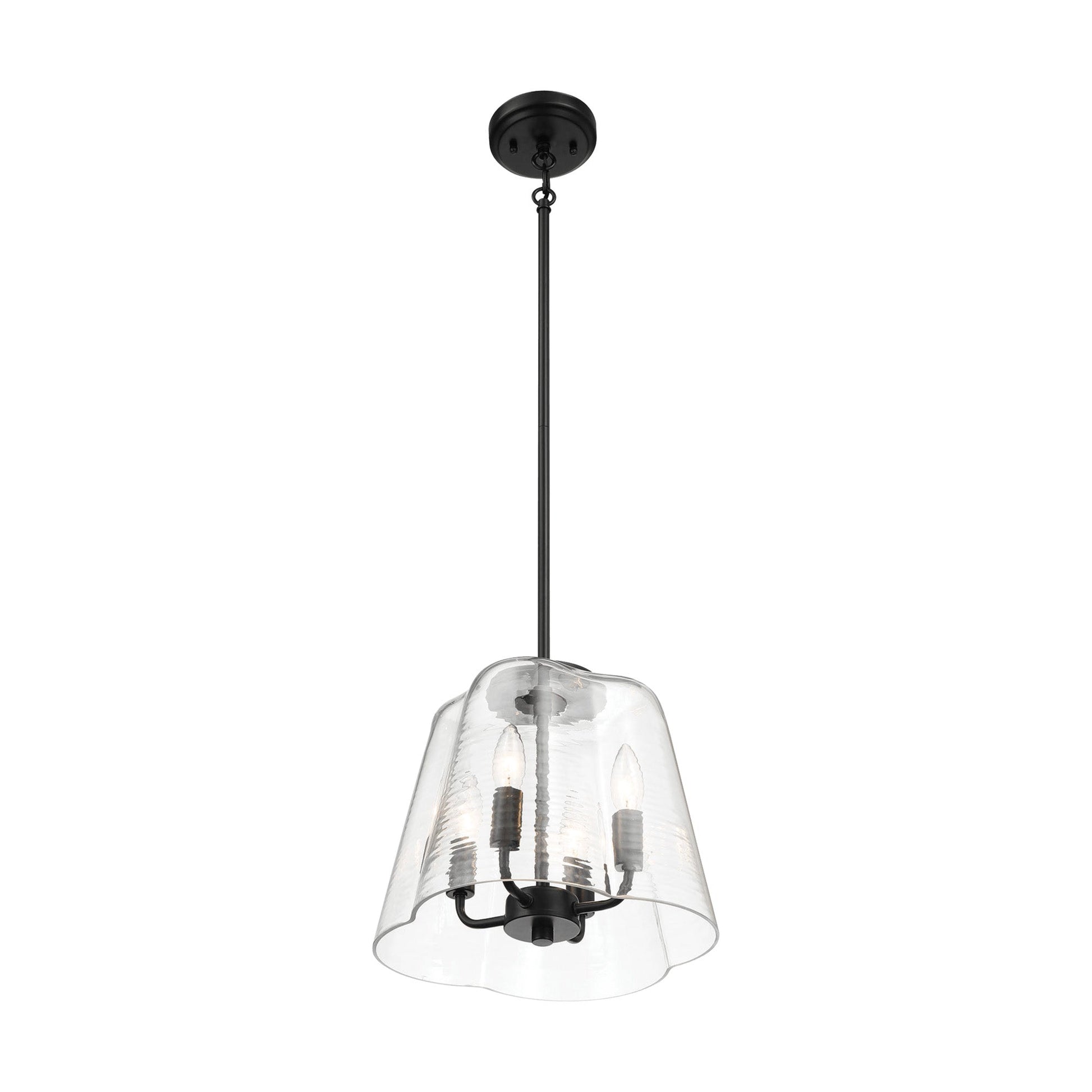 Candle Lights Pendant With Clear Glass Black Finish 4-light - okeli lights