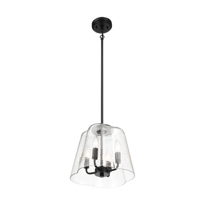 Candle Lights Pendant With Clear Glass Black Finish 4-light - okeli lights