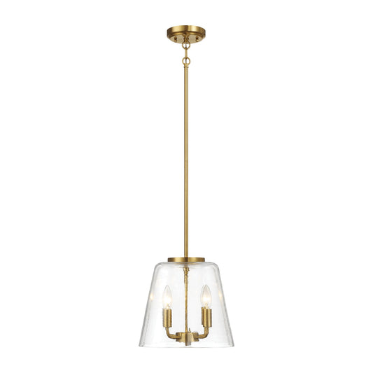 4-Light Candle Pendant Light – Satin Brass Finish & Clear Glass | Elegant Dining Room & Living Room Chandelier