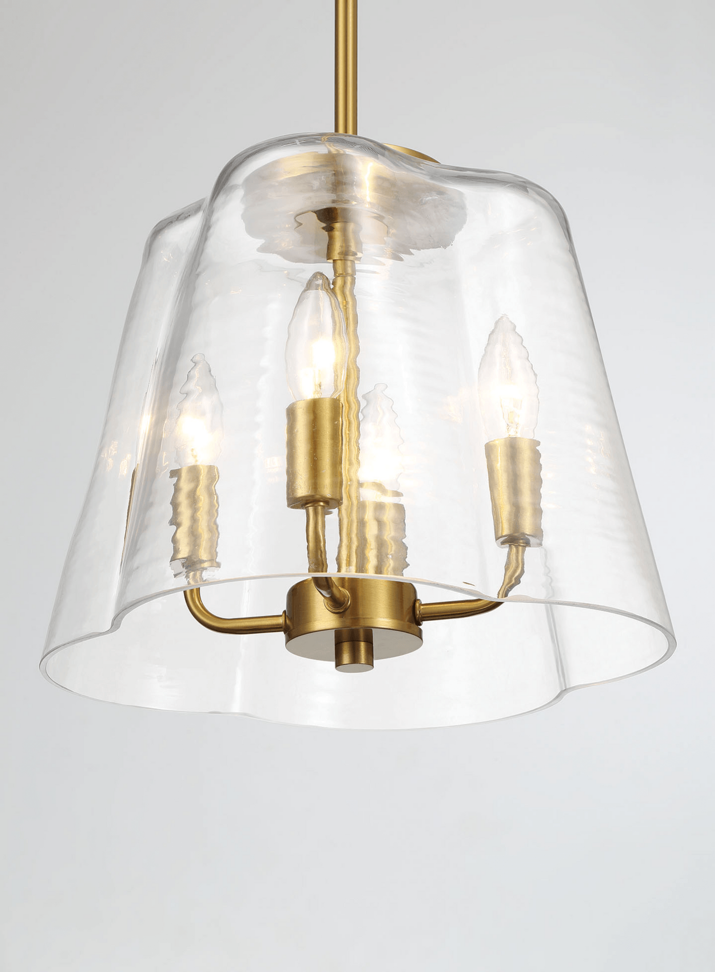 Candle Lights Pendant With Clear Glass Satin Brass 4-light - okeli lights