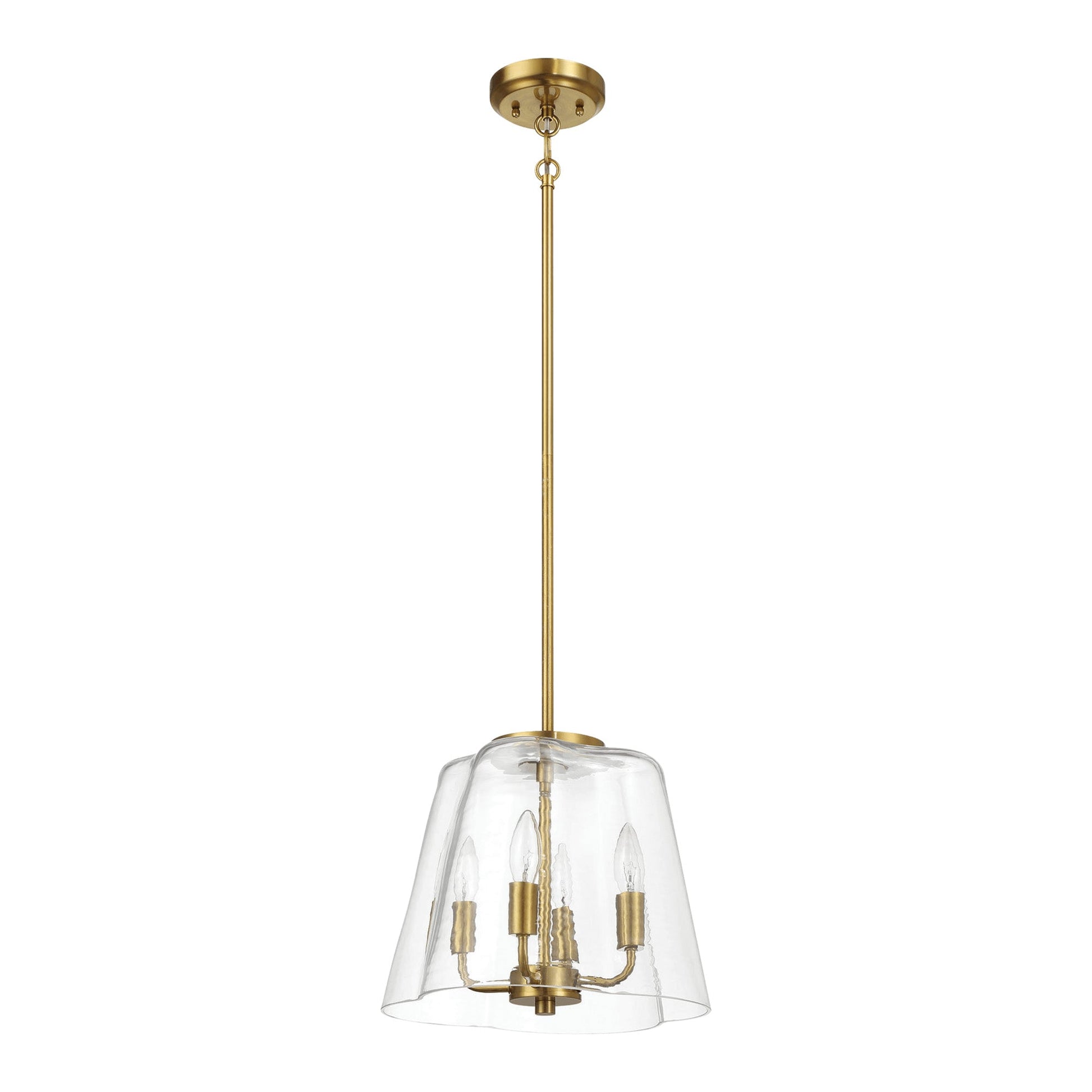 Candle Lights Pendant With Clear Glass Satin Brass 4-light - okeli lights