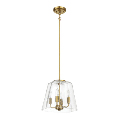 Candle Lights Pendant With Clear Glass Satin Brass 4-light - okeli lights