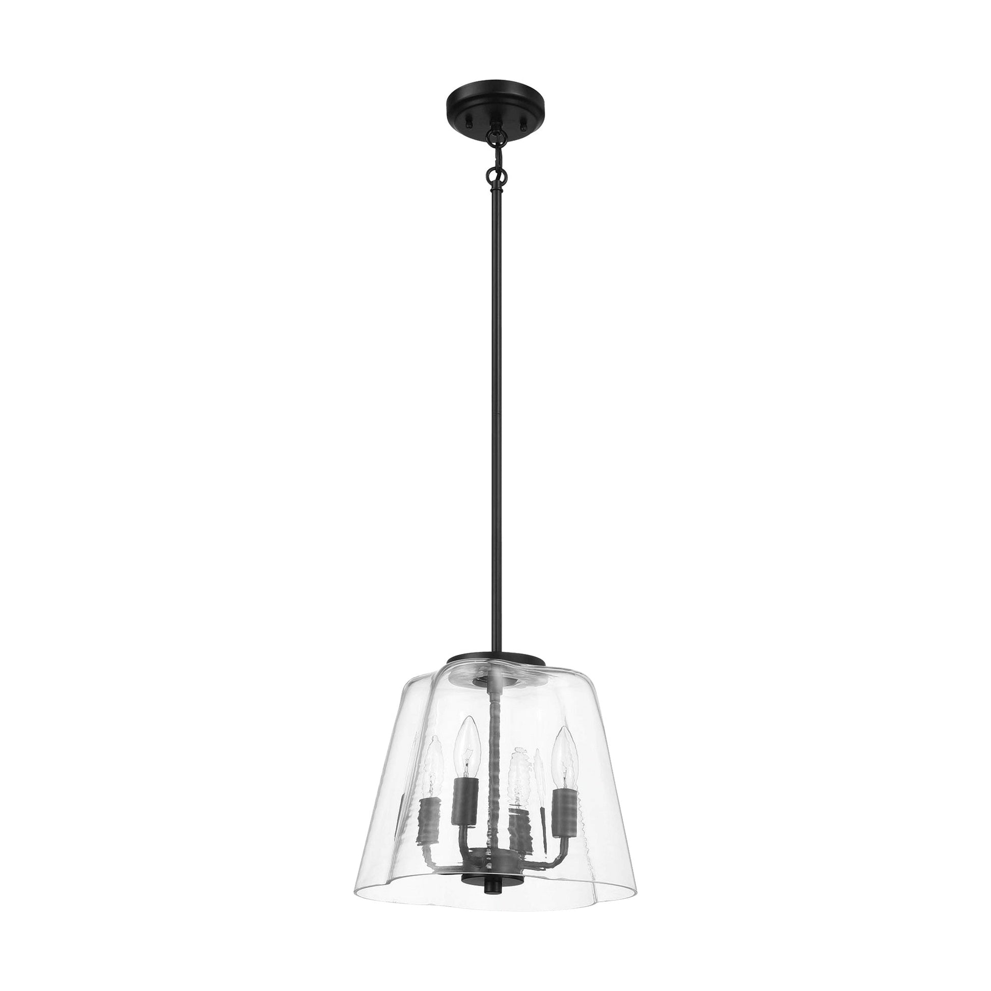Candle Lights Pendant With Clear Glass Black Finish 4-light - okeli lights