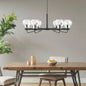6-Light Black Chandelier with Clear Bowl Glass Shades | Mid-Century Modern Ceiling Light, Adjustable Height — Matte Black, 36.25" Wide