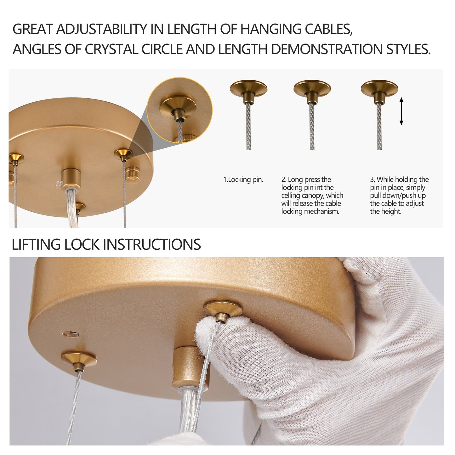 Crystal Waterfall Chandelier | 8-Light Gold Modern Ceiling Light with Cascading Crystal Strands — 24" or 39", Living Room, Dining Room & Foyer