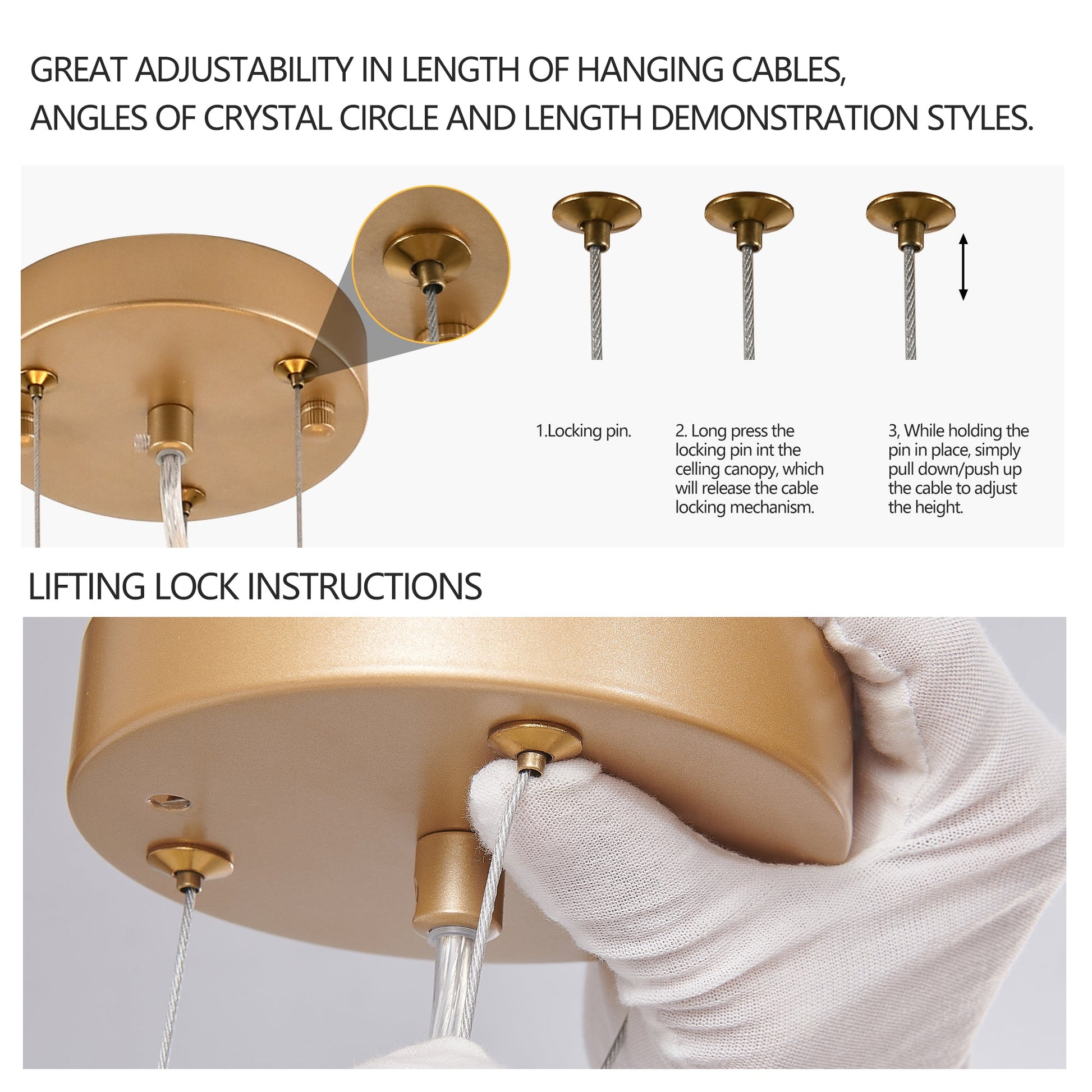 Crystal Waterfall Chandelier | 8-Light Gold Modern Ceiling Light with Cascading Crystal Strands — 24" or 39", Living Room, Dining Room & Foyer