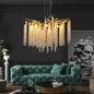 Crystal Waterfall Chandelier | 8-Light Gold Modern Ceiling Light with Cascading Crystal Strands — 24" or 39", Living Room, Dining Room & Foyer 24-inch