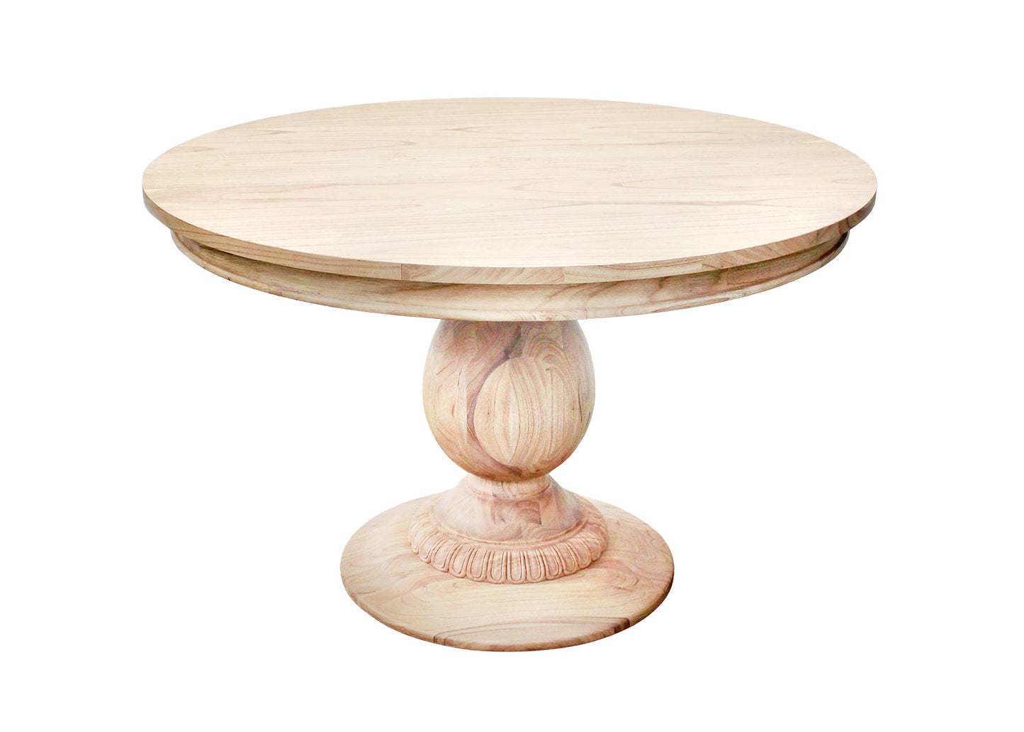 Charlotte Pedestal Dining Table | 48" Round Solid Wood, Natural Light Oak, Seats 4