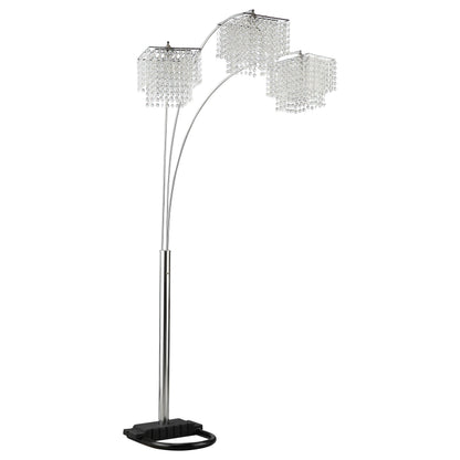 Arc Floor Lamp – Chrome Finish, Hanging Crystal Drop Shades | Modern Luxury Living Room Light