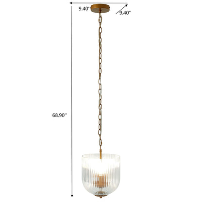 Pendant Lamp – Coarse Gold Metal Frame & Clear Glass Shade | Modern Chic Dining Room & Kitchen Light