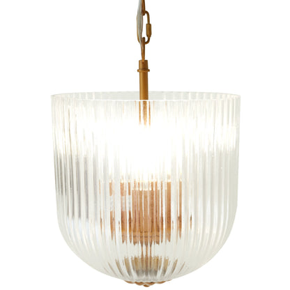 Pendant Lamp – Coarse Gold Metal Frame & Clear Glass Shade | Modern Chic Dining Room & Kitchen Light
