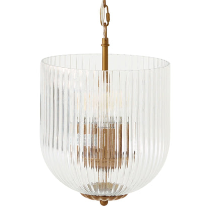 Pendant Lamp – Coarse Gold Metal Frame & Clear Glass Shade | Modern Chic Dining Room & Kitchen Light
