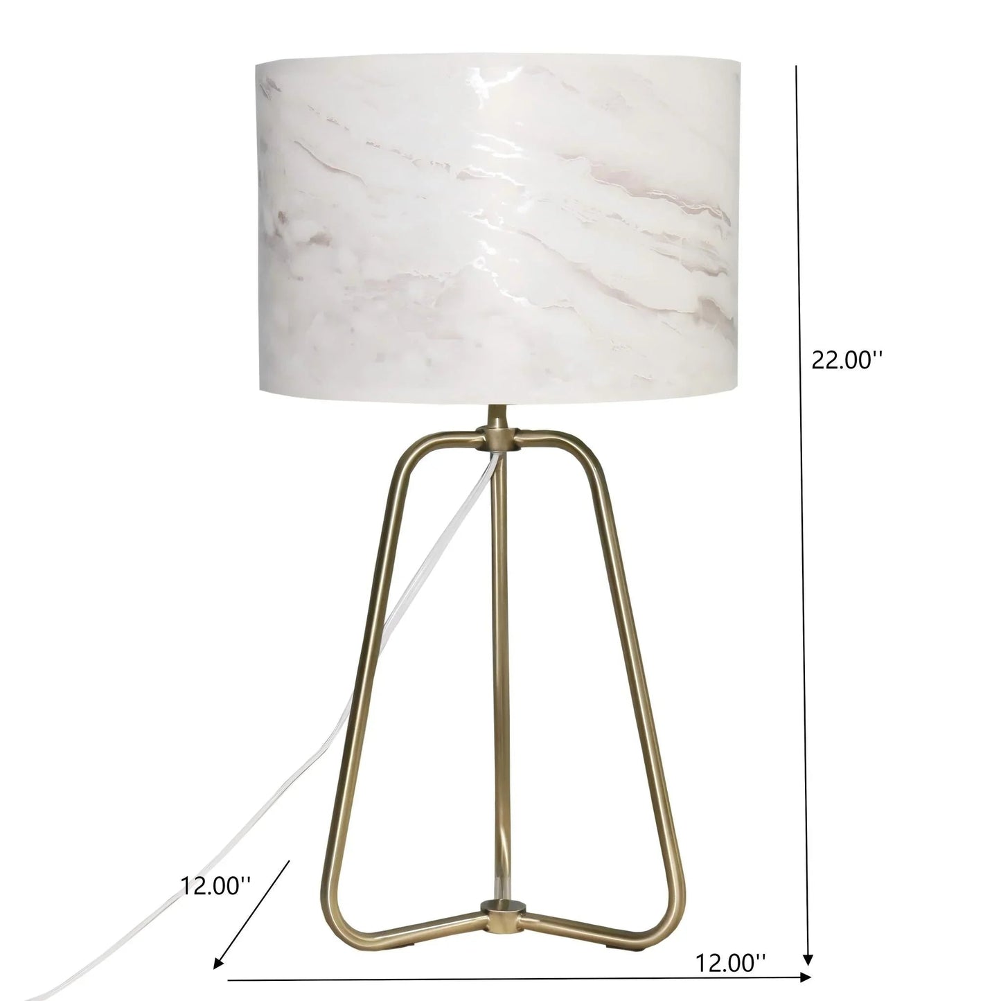 Table Lamp – Marble-Pattern Cylinder Shade & Bronze Metal Base | Mid-Century Modern Bedside & Desk Lamp