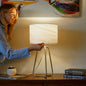 Table Lamp – Marble-Pattern Cylinder Shade & Bronze Metal Base | Mid-Century Modern Bedside & Desk Lamp
