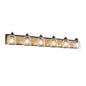 Farmhouse Vanity Light Fixture | 3/4/5/6-Light Bathroom Wall Sconce with Clear Seeded Glass Shades & Antique Wood Backplate 6-light