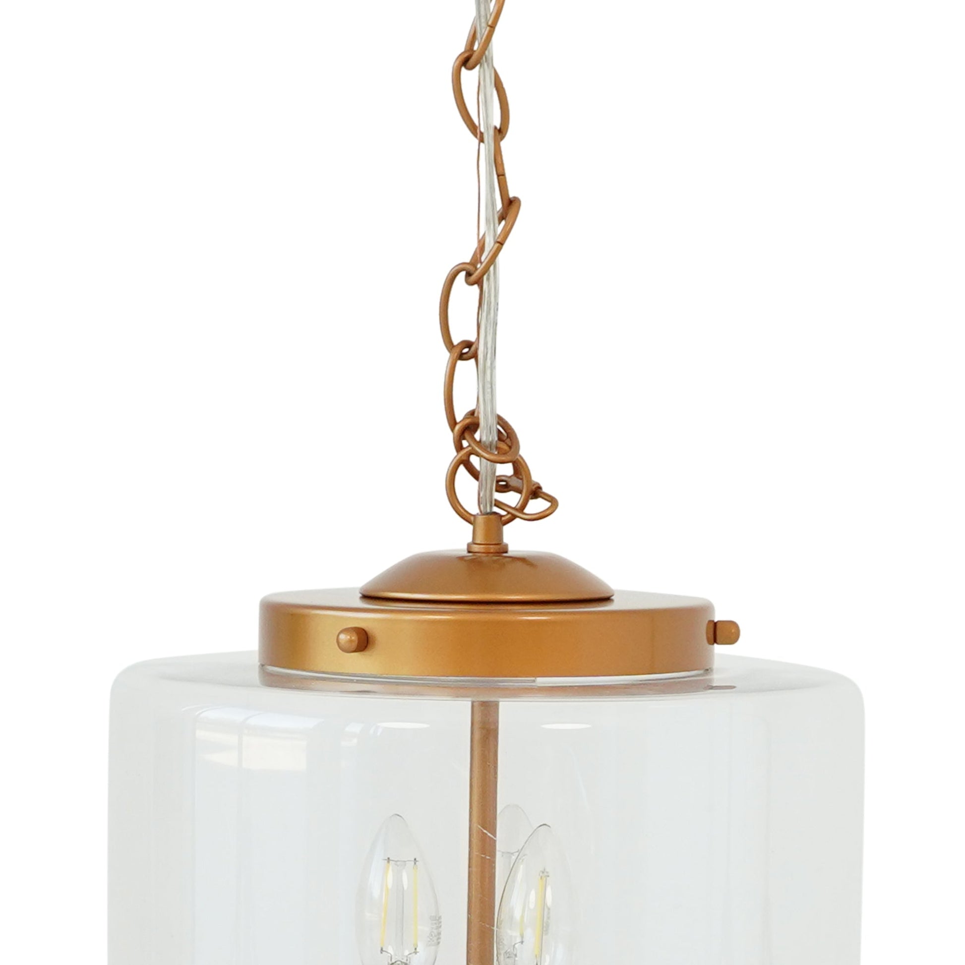 3-Light Globe Pendant Lamp – Coarse Gold Metal Frame & Clear Glass Shades | Hardwired Ceiling Light