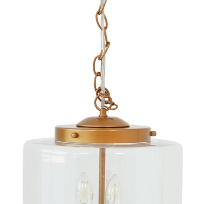 3-Light Globe Pendant Lamp – Coarse Gold Metal Frame & Clear Glass Shades | Hardwired Ceiling Light