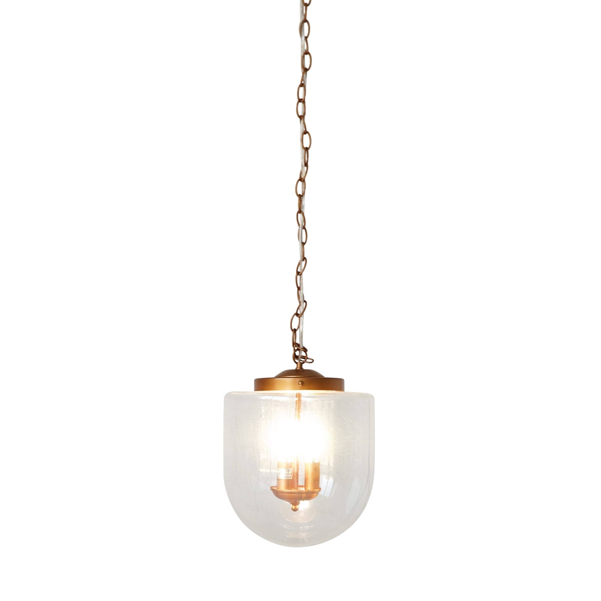 3-Light Globe Pendant Lamp – Coarse Gold Metal Frame & Clear Glass Shades | Hardwired Ceiling Light