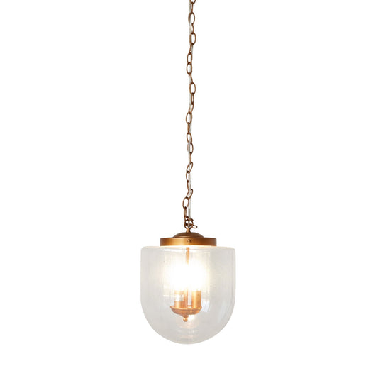 3-Light Globe Pendant Lamp – Coarse Gold Metal Frame & Clear Glass Shades | Hardwired Ceiling Light